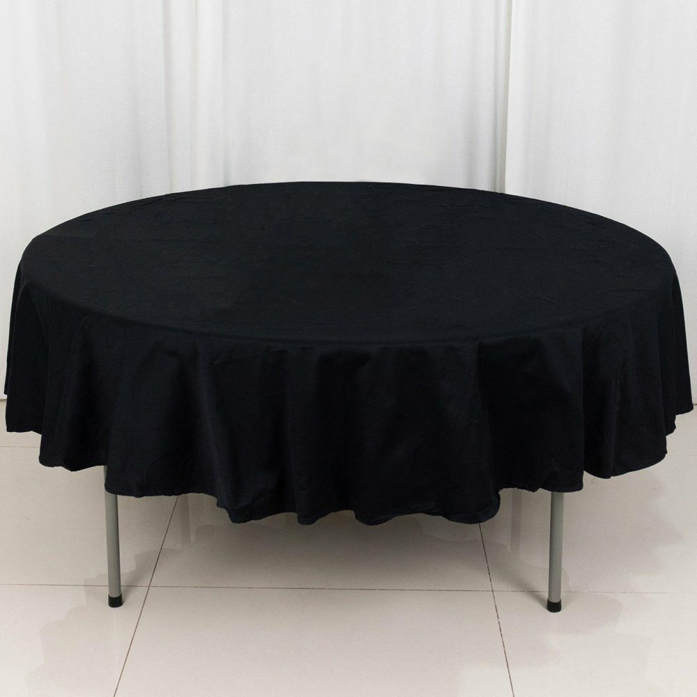 Black Round 100% Cotton Linen Seamless Tablecloth 90″  |   Commercial Grade Linens Commercial Grade Linens Black