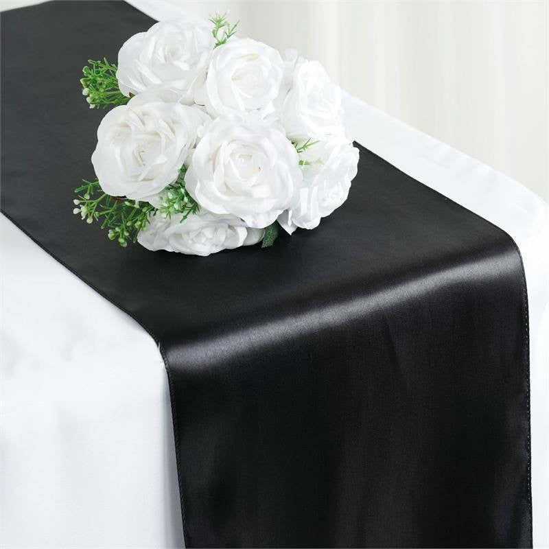 Black Satin Table Runner 12″x108″  |   Satin & Taffeta Satin & Taffeta Black