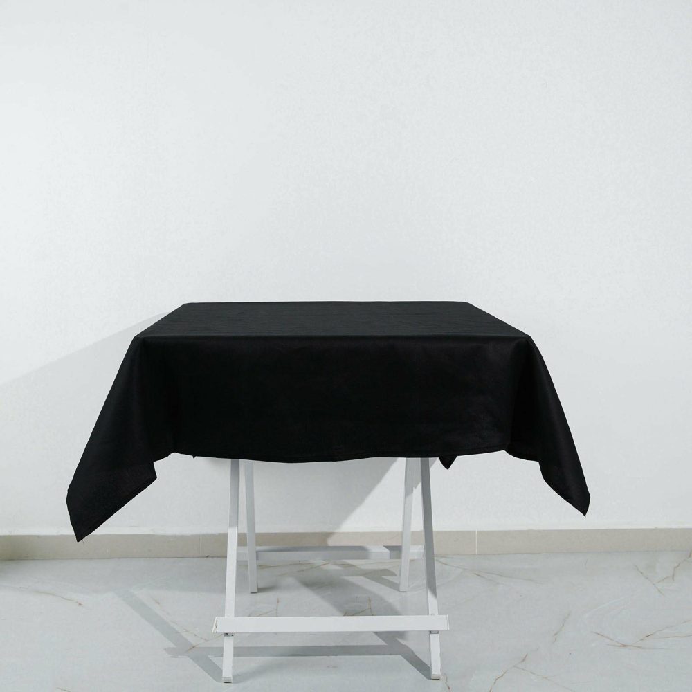 Black Seamless 100% Cotton Linen Tablecloth 54″x54″  |   Polyester Polyester Black