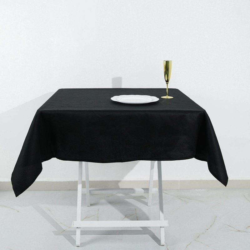 Black Seamless 100% Cotton Linen Tablecloth 54″x54″  |   Polyester Polyester Black