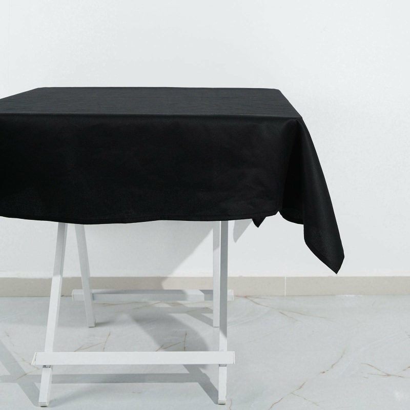 Black Seamless 100% Cotton Linen Tablecloth 54″x54″  |   Polyester Polyester Black