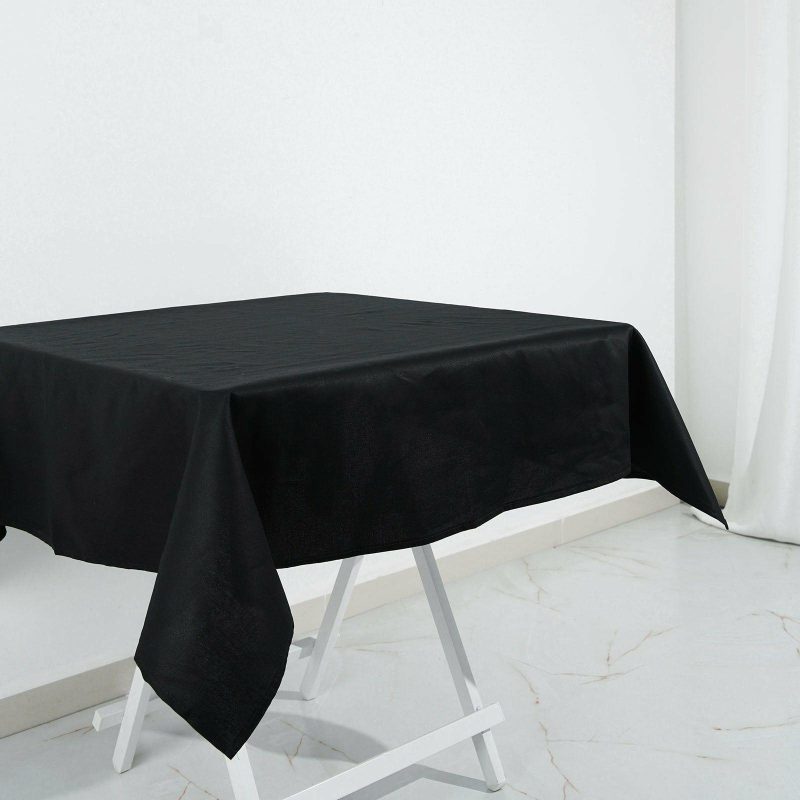 Black Seamless 100% Cotton Linen Tablecloth 54″x54″  |   Polyester Polyester Black