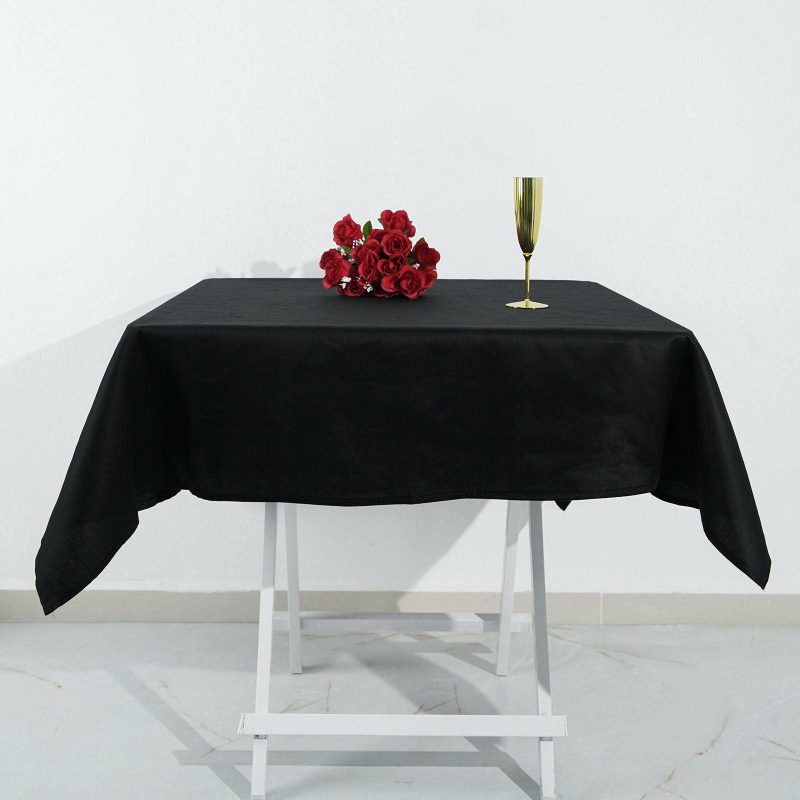 Black Seamless 100% Cotton Linen Tablecloth 54″x54″  |   Polyester Polyester Black