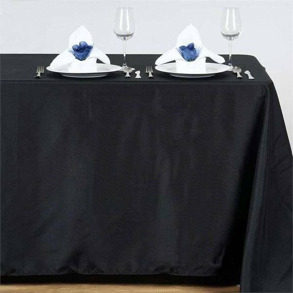 Black Seamless Polyester Linen Rectangle Tablecloth 54″x96″  |   Polyester Polyester Black