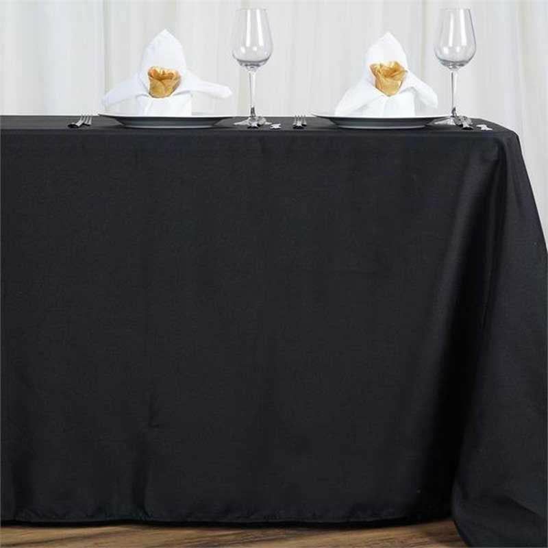 Black Seamless Polyester Rectangle Tablecloth, Reusable Linen Tablecloth 72″x120″  |   Polyester Polyester Black