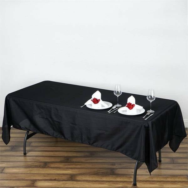 Black Seamless Polyester Rectangular Tablecloth 60″x102″  |   Polyester Polyester Black