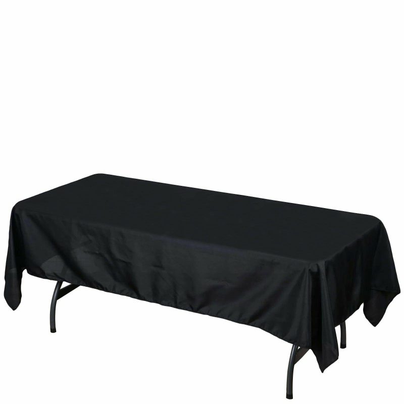 Black Seamless Polyester Rectangular Tablecloth 60″x102″  |   Polyester Polyester Black