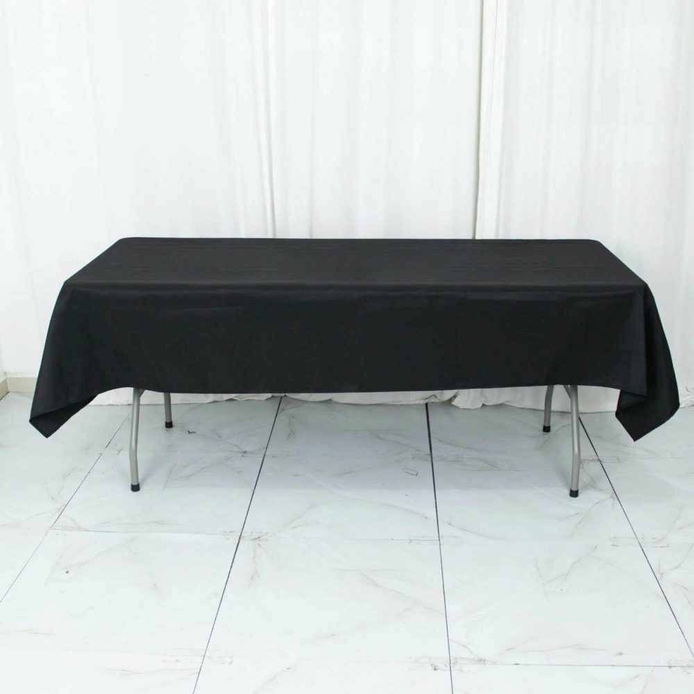 Black Seamless Premium Polyester Rectangle Tablecloth 220GSM 54″x96″  |   Polyester Polyester Black