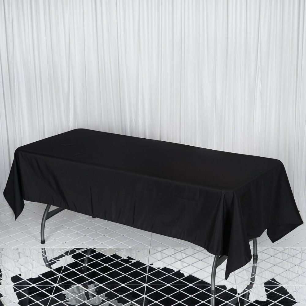 Black Seamless Premium Polyester Rectangular Tablecloth 220GSM 60″x102″  |   Polyester Polyester Black