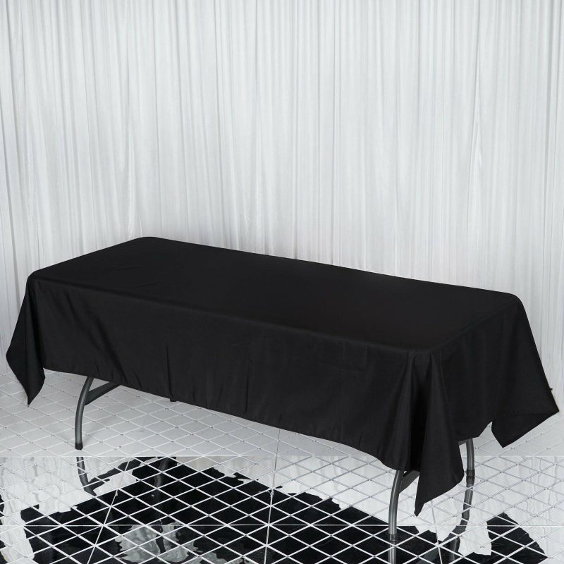 Black Seamless Premium Polyester Rectangular Tablecloth 220GSM 60″x102″  |   Polyester Polyester Black