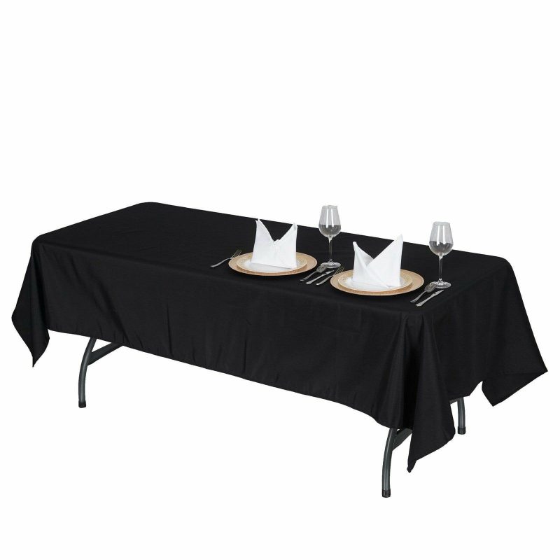 Black Seamless Premium Polyester Rectangular Tablecloth 220GSM 60″x102″  |   Polyester Polyester Black