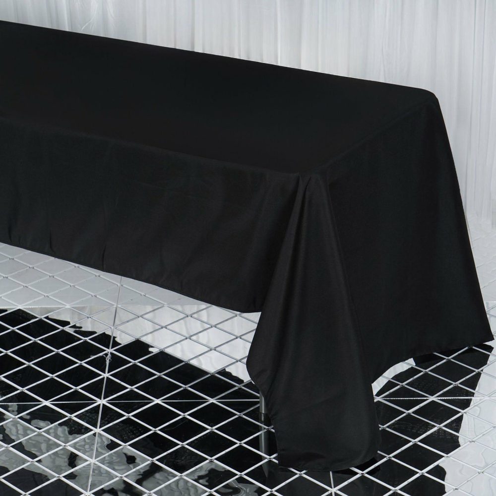 Black Seamless Premium Polyester Rectangular Tablecloth 220GSM 60″x126″  |   Polyester Polyester Black