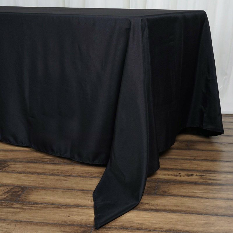 Black Seamless Premium Polyester Rectangular Tablecloth 220GSM 72″x120″  |   Polyester Polyester Black