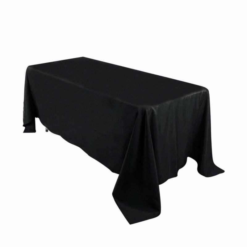 Black Seamless Premium Polyester Rectangular Tablecloth 220GSM 72″x120″  |   Polyester Polyester Black