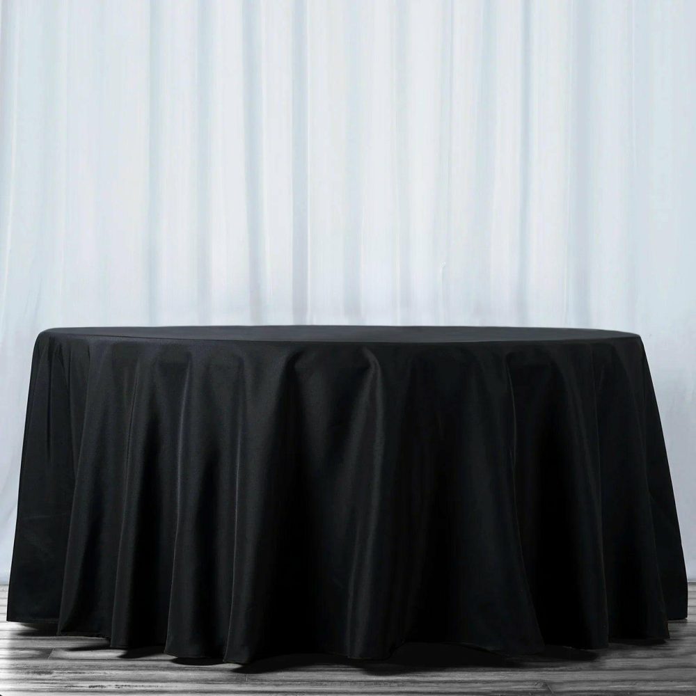 Black Seamless Premium Polyester Round Tablecloth 220GSM 108″  |   Polyester Polyester Black