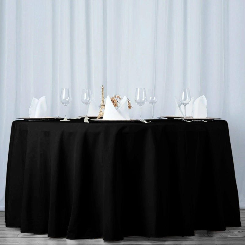 Black Seamless Premium Polyester Round Tablecloth 220GSM 108″  |   Polyester Polyester Black