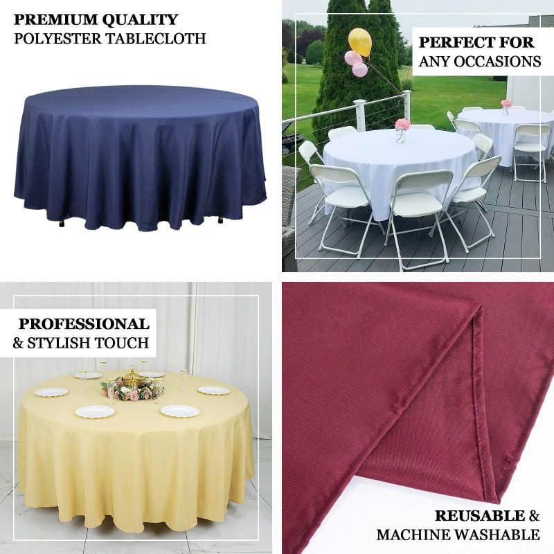 Black Seamless Premium Polyester Round Tablecloth 220GSM 108″  |   Polyester Polyester Black