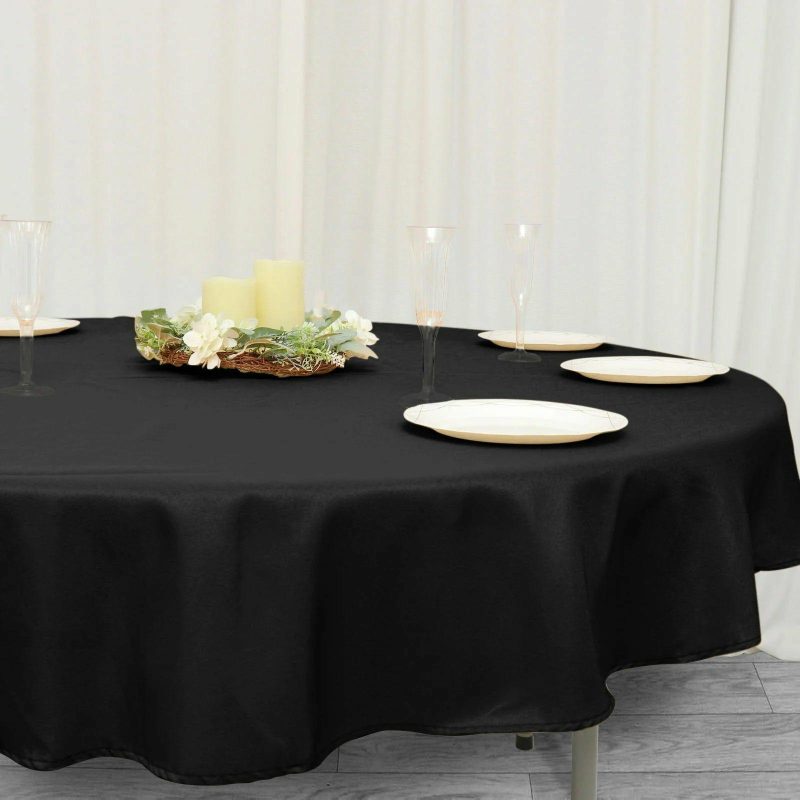 Black Seamless Premium Polyester Round Tablecloth 220GSM 70″  |   Polyester Polyester Black