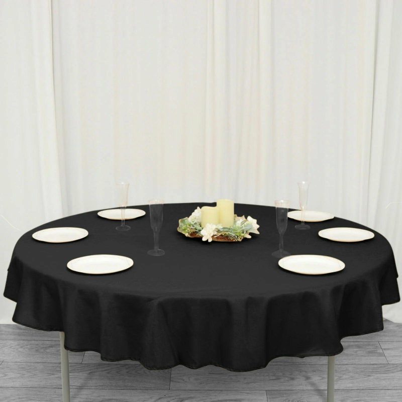 Black Seamless Premium Polyester Round Tablecloth 220GSM 70″  |   Polyester Polyester Black