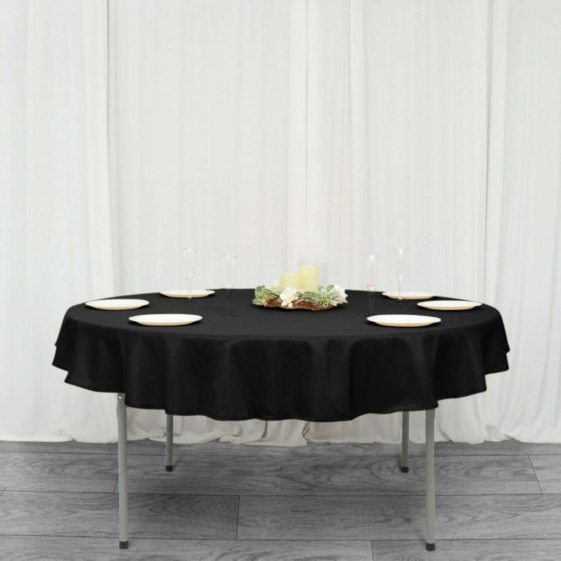 Black Seamless Premium Polyester Round Tablecloth 220GSM 70″  |   Polyester Polyester Black