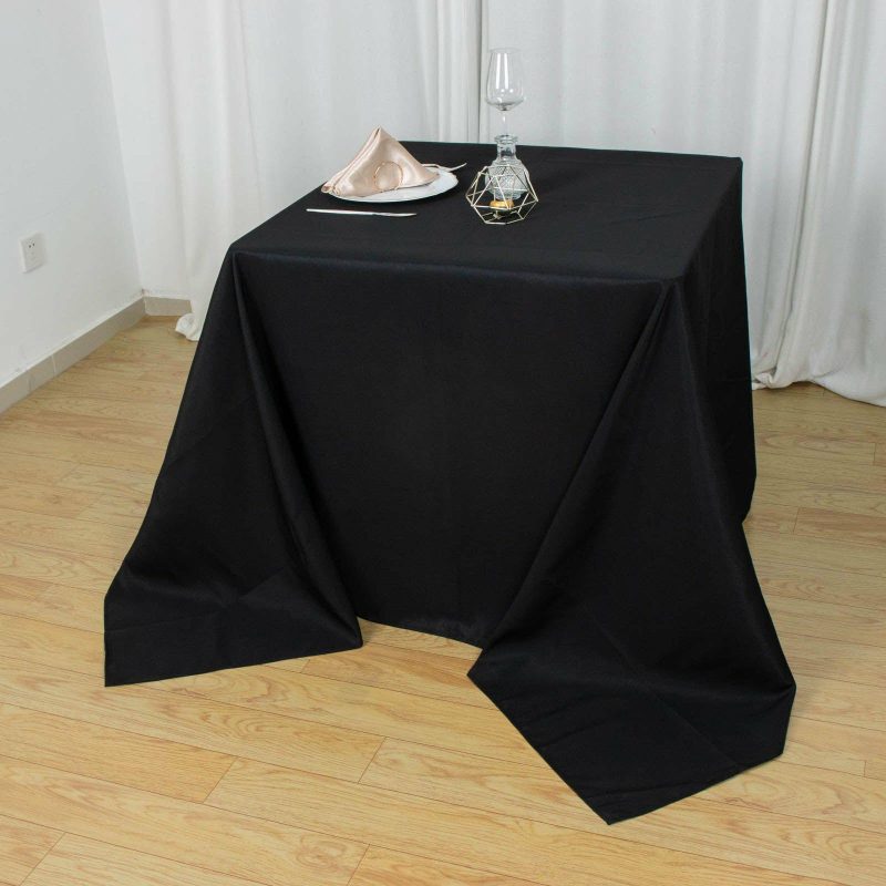 Black Seamless Premium Polyester Square Tablecloth 220GSM 90″x90″  |   Polyester Polyester Black