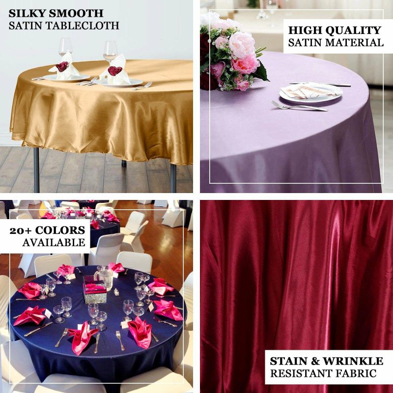 Black Seamless Satin Round Tablecloth 90″  |   Satin Satin Black