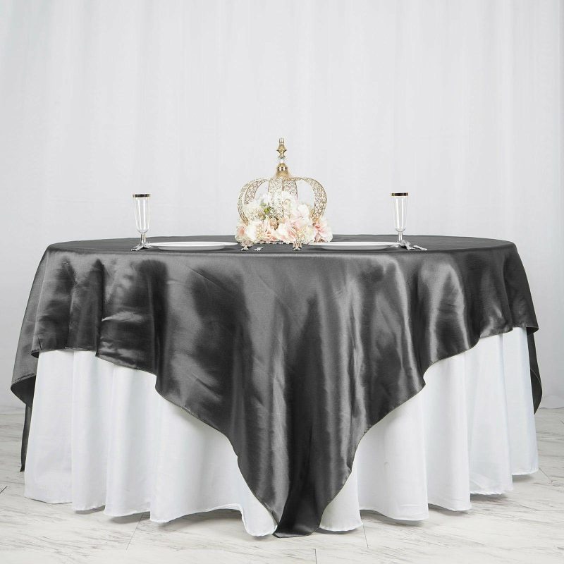 Black Seamless Satin Square Table Overlay 90″x90″  |   Satin & Taffeta Satin & Taffeta Black