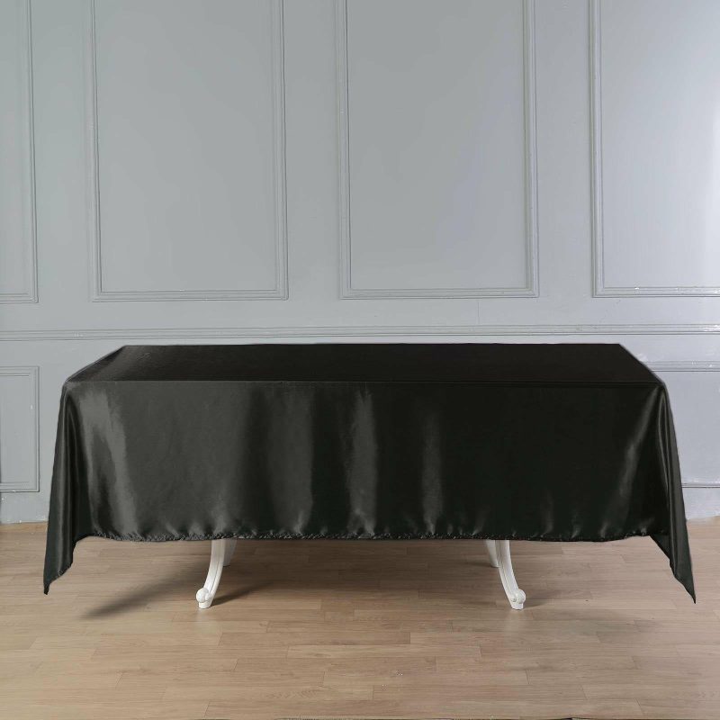 Black Seamless Smooth Satin Rectangular Tablecloth 60″x102″  |   Satin Satin Black