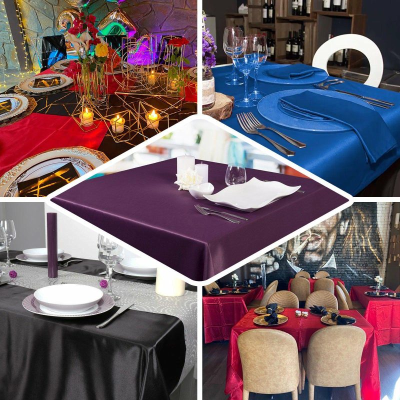 Black Seamless Smooth Satin Rectangular Tablecloth 60″x102″  |   Satin Satin Black