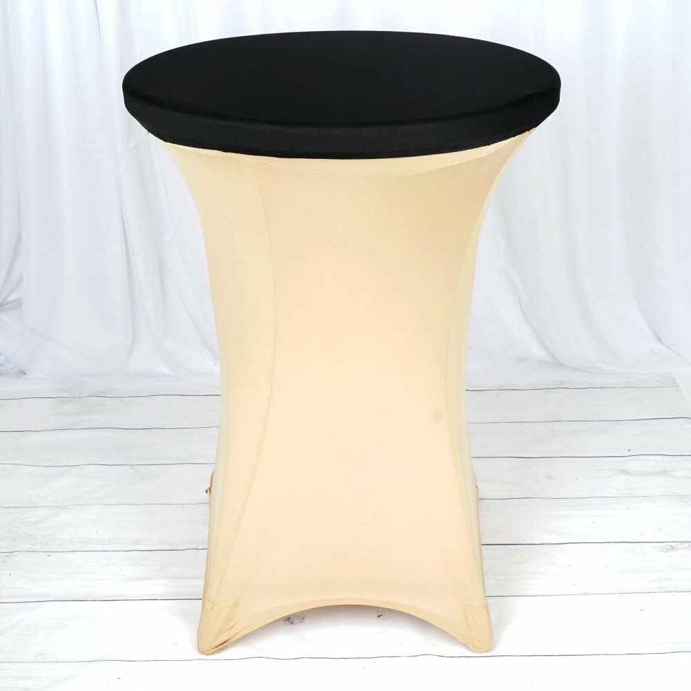 Black Spandex Cocktail Table Top Stretch Cover  |   Spandex & Fitted Spandex & Fitted Black