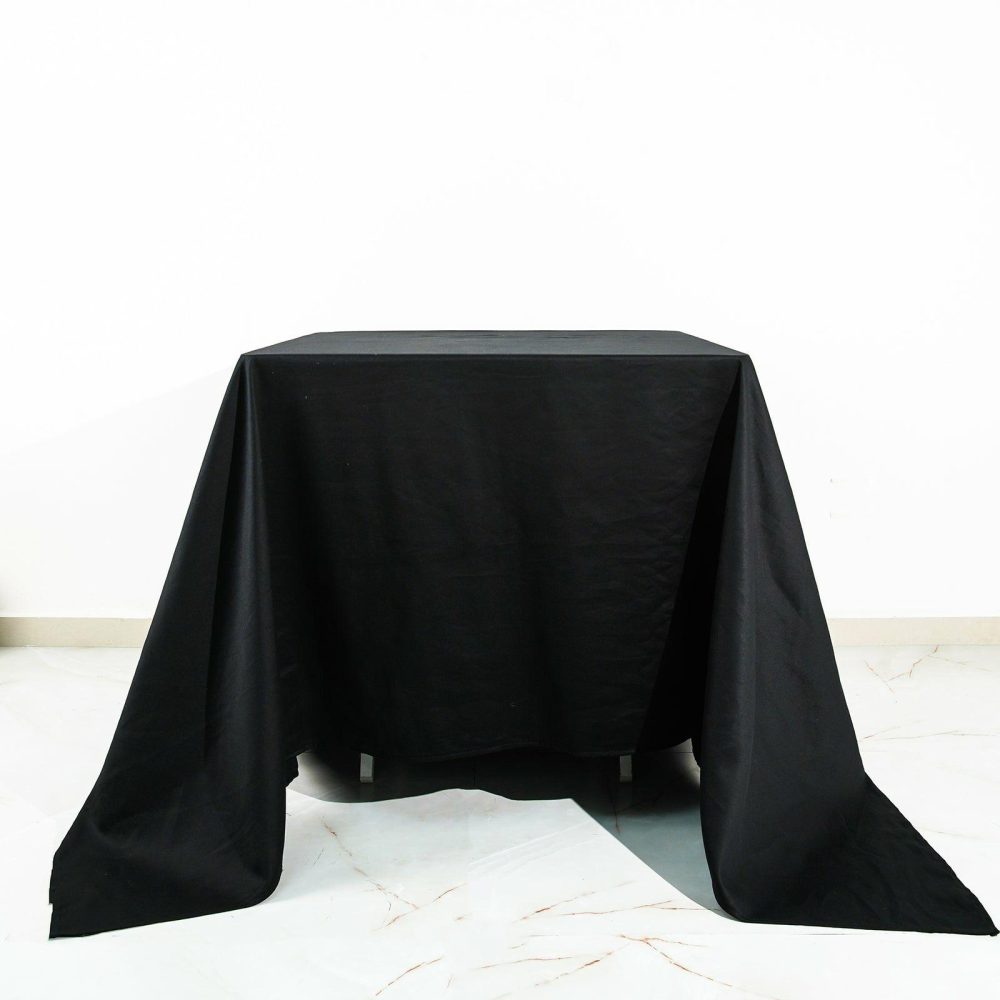 Black Square 100% Cotton Linen Seamless Tablecloth 90″  |   Polyester Polyester Black