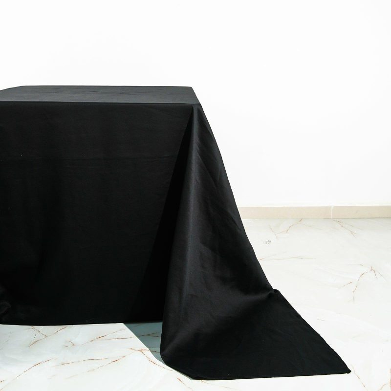 Black Square 100% Cotton Linen Seamless Tablecloth 90″  |   Polyester Polyester Black