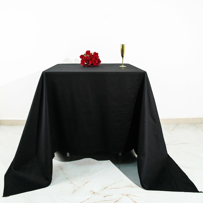 Black Square 100% Cotton Linen Seamless Tablecloth 90″  |   Polyester Polyester Black