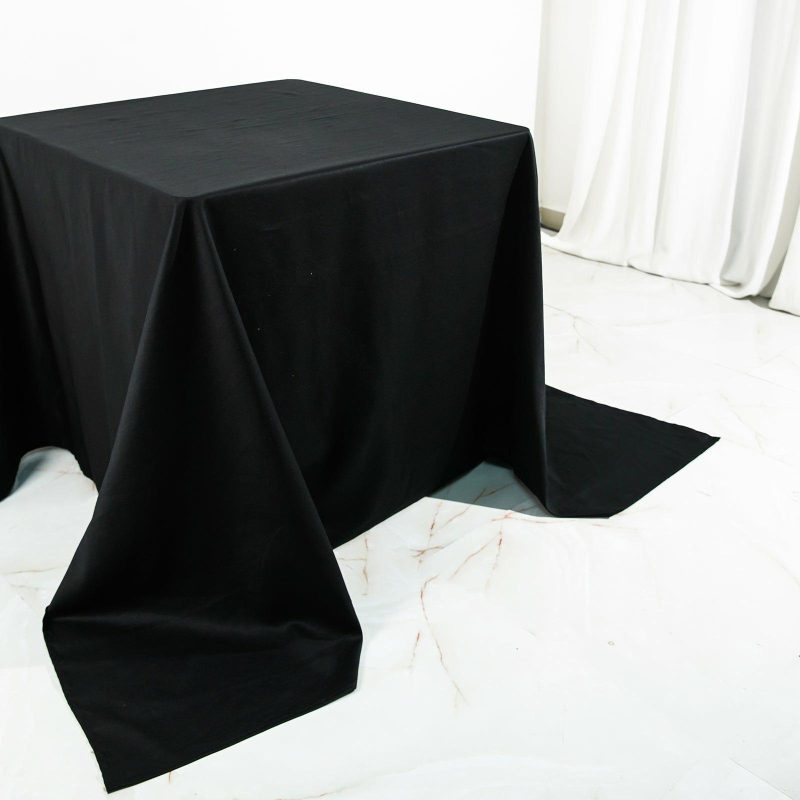 Black Square 100% Cotton Linen Seamless Tablecloth 90″  |   Polyester Polyester Black