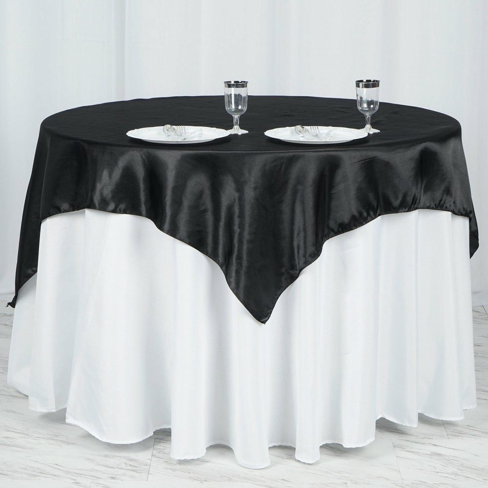 Black Square Smooth Satin Table Overlay 60″x60″  |   Satin & Taffeta Satin & Taffeta Black