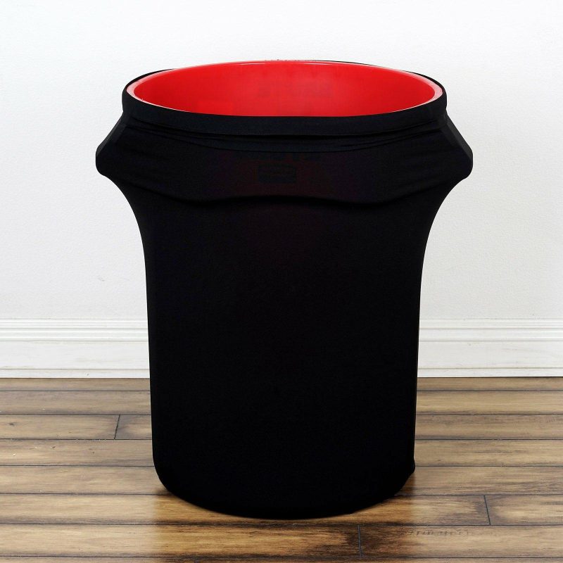 Black Stretch Spandex Round Trash Bin Container Cover 24-40 Gallons  |   Spandex & Fitted Spandex & Fitted Black