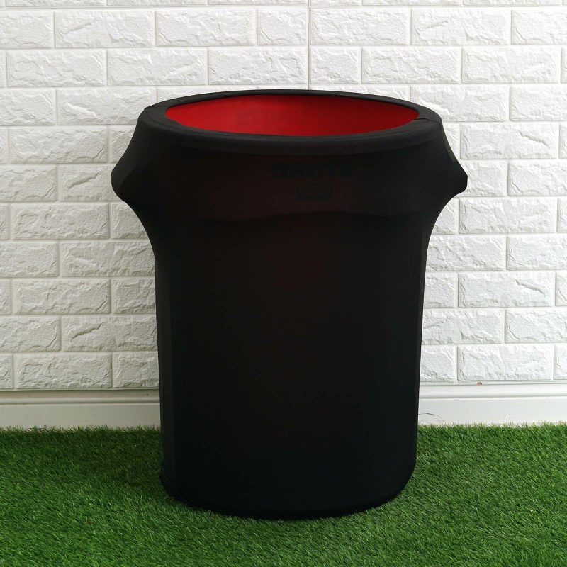 Black Stretch Spandex Round Trash Bin Container Cover 24-40 Gallons  |   Spandex & Fitted Spandex & Fitted Black