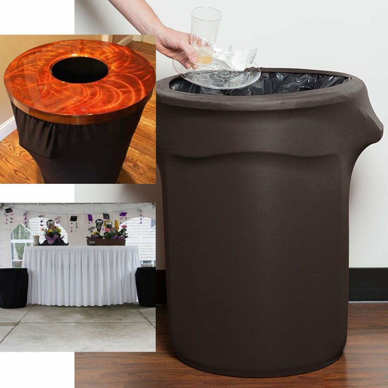 Black Stretch Spandex Round Trash Bin Container Cover 24-40 Gallons  |   Spandex & Fitted Spandex & Fitted Black