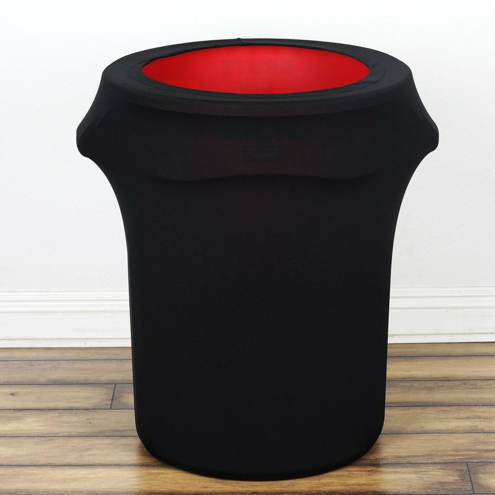 Black Stretch Spandex Round Trash Bin Container Cover 41-50 Gallons  |   Spandex & Fitted Spandex & Fitted Black