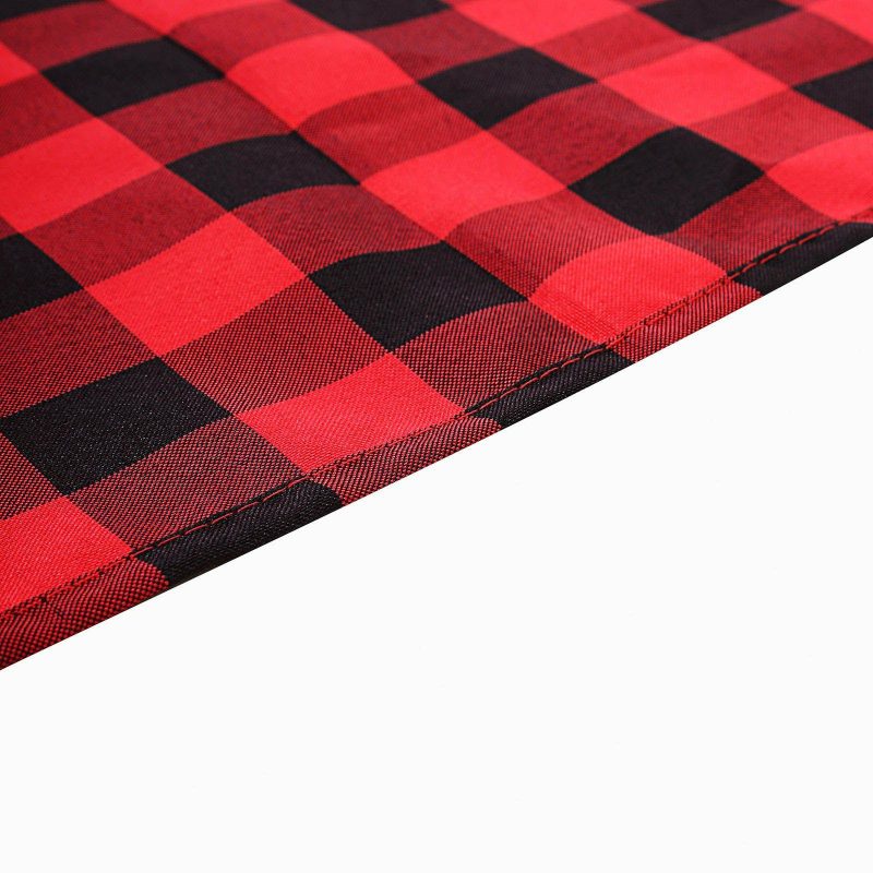 Black/Red Seamless Buffalo Plaid Rectangle Tablecloth, Checkered Polyester Tablecloth 90″x156″ for 8 Foot Table With Floor-Length Drop  |   Polyester Polyester Black/Red