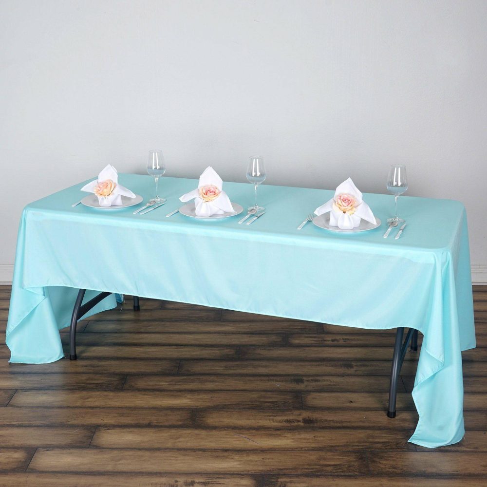 Blue Seamless Polyester Rectangular Tablecloth 60″x126″  |   Polyester Polyester Blue