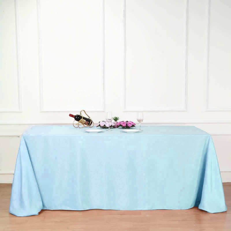 Blue Seamless Polyester Rectangular Tablecloth 90″x132″ for 6 Foot Table With Floor-Length Drop  |   Polyester Polyester Blue