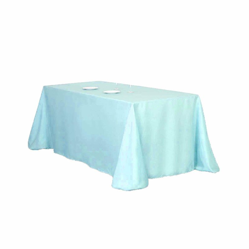 Blue Seamless Polyester Rectangular Tablecloth 90″x132″ for 6 Foot Table With Floor-Length Drop  |   Polyester Polyester Blue