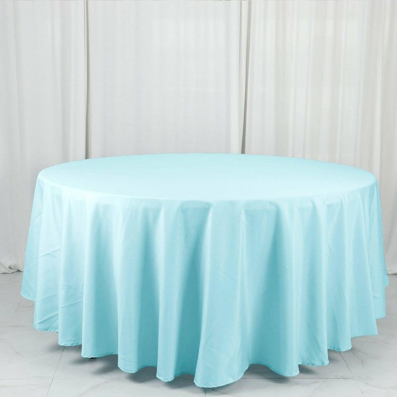 Blue Seamless Polyester Round Tablecloth 108″  |   Polyester Polyester Blue