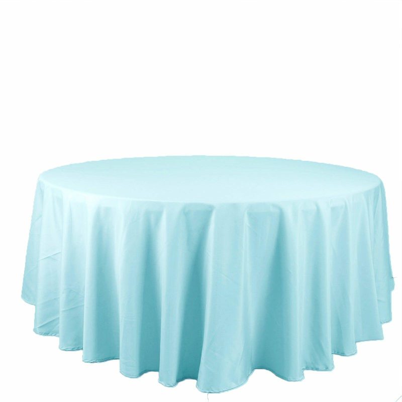 Blue Seamless Polyester Round Tablecloth 108″  |   Polyester Polyester Blue