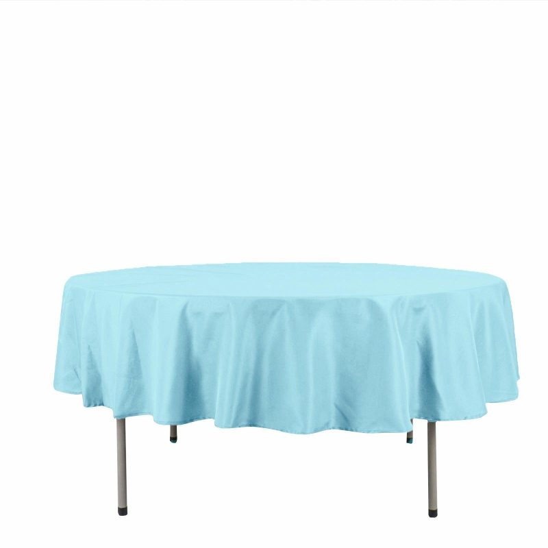 Blue Seamless Polyester Round Tablecloth 90″  |   Polyester Polyester Blue