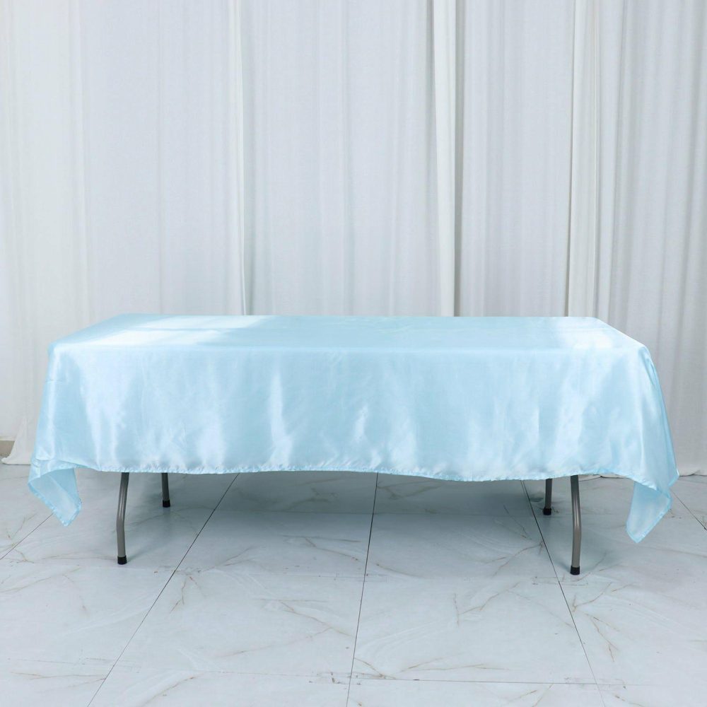 Blue Seamless Smooth Satin Rectangular Tablecloth 60″x102″  |   Satin Satin Blue