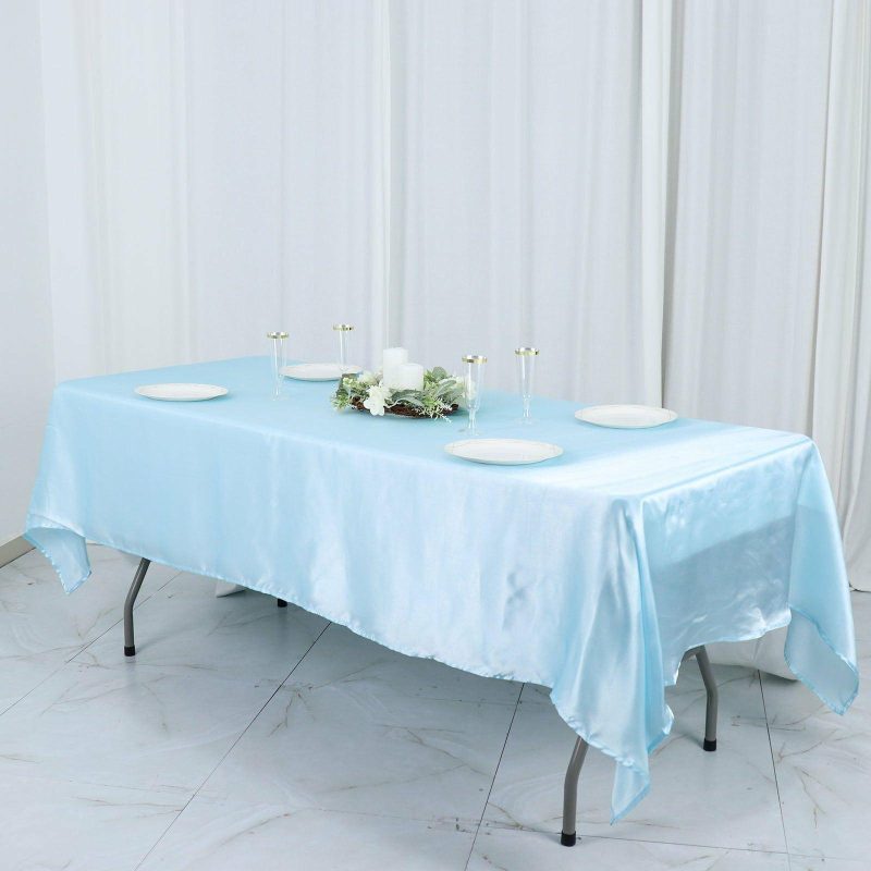 Blue Seamless Smooth Satin Rectangular Tablecloth 60″x102″  |   Satin Satin Blue