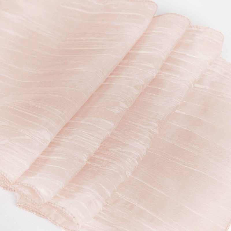 Blush Accordion Crinkle Taffeta Table Runner, Elegant Linen Runner 12″x108″  |   Satin & Taffeta Satin & Taffeta Blush