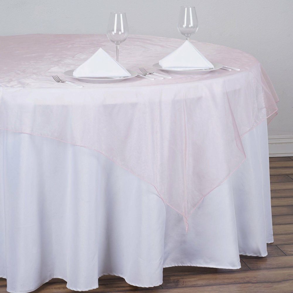 Blush Organza Square Table Overlay 72″x72″  |   Sheer Organza Sheer Organza Blush